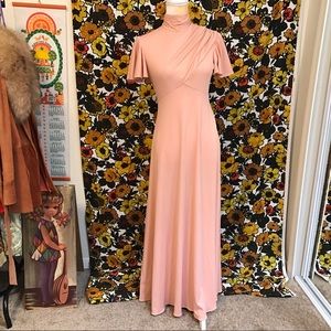 1970s light coral maxi dress VTG